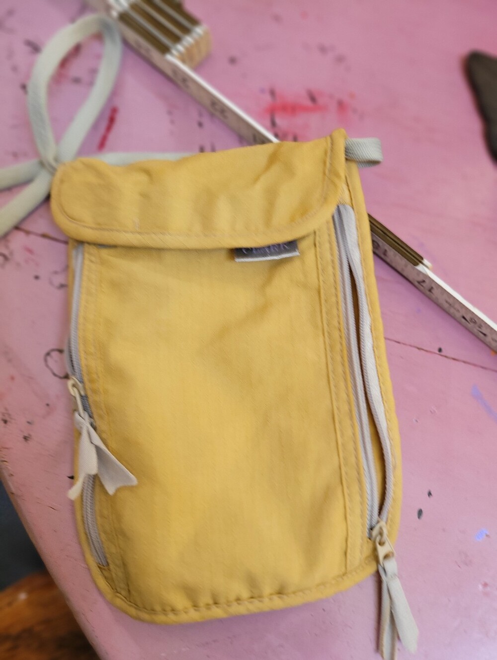Lewis & Clark Yellow Travel Neck Pouch - Compact Crossbody Organizer